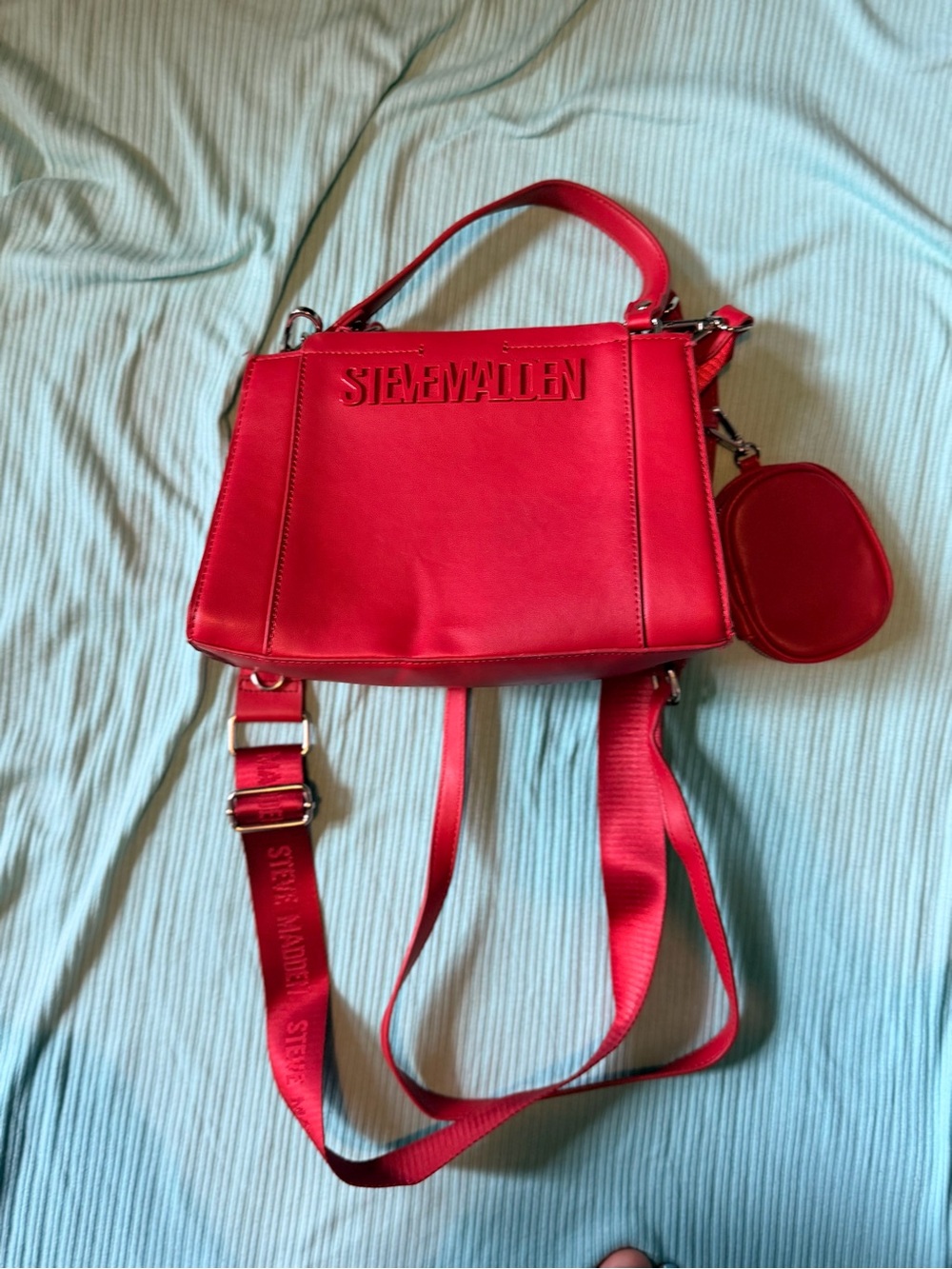 Steve Madden Red Crossbody Bag with Detachable Pouch
